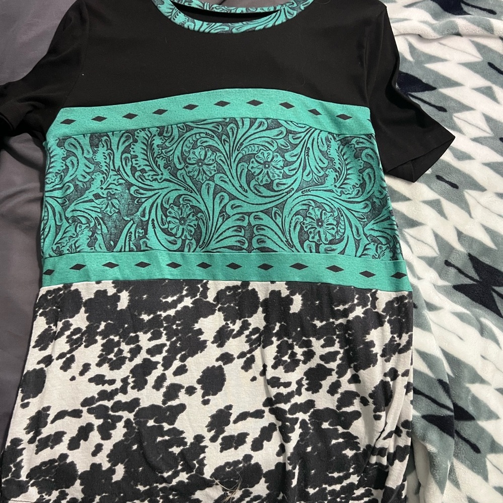 Crazy Train Black and Teal Graphic T-Shirt